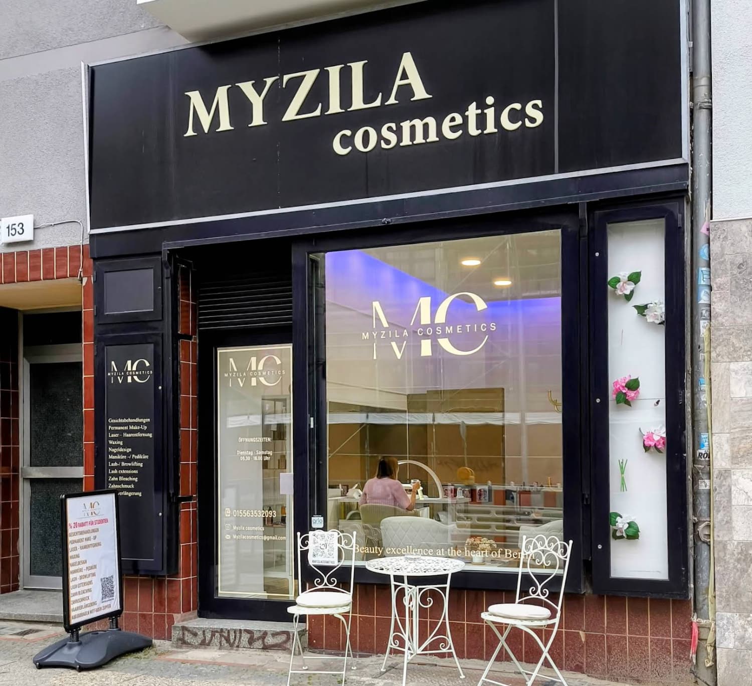 Myzila Cosmetics storefront in Berlin Tempelhof